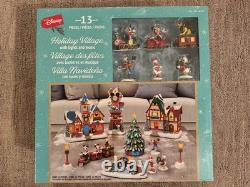 Disney Holiday Village Lights & Music 13 Piece Set Mickey Mouse Christmas NEW