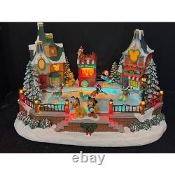 Disney Musical Skating Pond Animated Lighted Christmas Village Centerpiece withBox