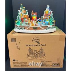 Disney Musical Skating Pond Animated Lighted Christmas Village Centerpiece withBox