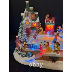 Disney Musical Skating Pond Animated Lighted Christmas Village Centerpiece withBox