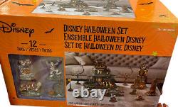 Disney Village Halloween Set 12 Pieces Mickey Minnie Pumpkin Donald Pluto NIB