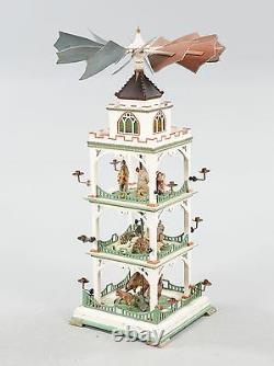 ERZGEBIRGE WEIHNACHTS PYRAMIDE Antique Christmas turning house 115 CM