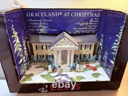 Elvis Presley Graceland at Christmas Lighted Musical Village House Retired Rare