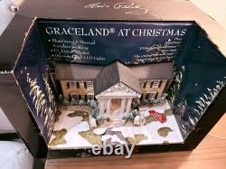 Elvis Presley Graceland at Christmas Lighted Musical Village House Retired Rare