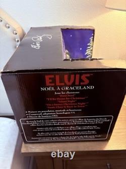 Elvis Presley Graceland at Christmas Lighted Musical Village House Retired Rare