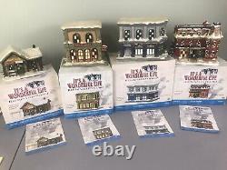 Enesco It's A Wonderful Life Christmas Village ALL FOUR SERIES 1 BUILDINGS