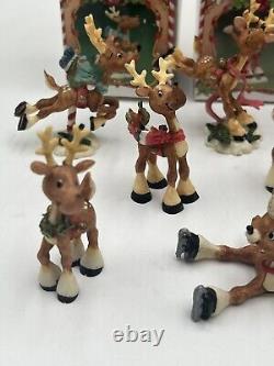 Enesco The North Pole Village 1986 Sandra Zimnicki Lot Of 12 Reindeer READ
