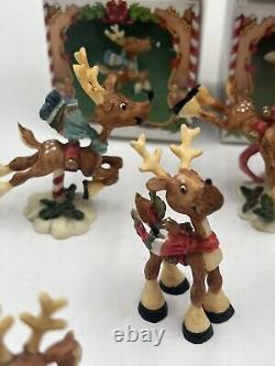 Enesco The North Pole Village 1986 Sandra Zimnicki Lot Of 12 Reindeer READ