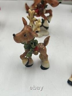 Enesco The North Pole Village 1986 Sandra Zimnicki Lot Of 12 Reindeer READ