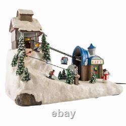 FG Square Powder Ridge Ski Resort LED Lights Christmas Village Decor 14x8x11