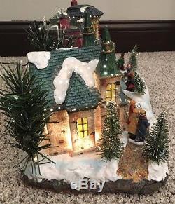 Fiber Optic Christmas Winter Village Town Skating PULEO Scene 18 x 8 withBox Inst