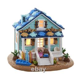 Gingerbread Beach House Blue Brown LED Light Up Claydough 8 Kurt Adler Plug In