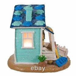 Gingerbread Beach House Blue Brown LED Light Up Claydough 8 Kurt Adler Plug In