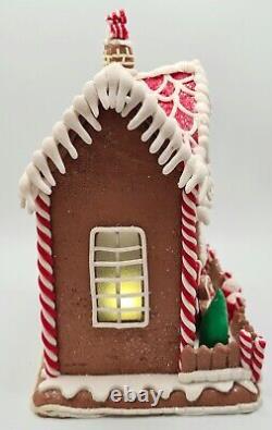 Gingerbread Large Red Brown Carriage House LED Light Up Clay-dough 9.5 Gerson