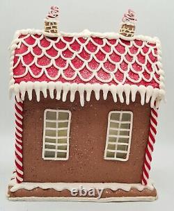 Gingerbread Large Red Brown Carriage House LED Light Up Clay-dough 9.5 Gerson