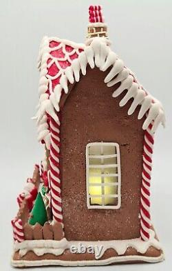 Gingerbread Large Red Brown Carriage House LED Light Up Clay-dough 9.5 Gerson