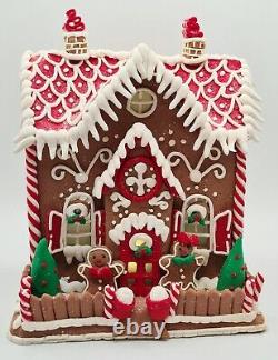 Gingerbread Large Red Brown Carriage House LED Light Up Clay-dough 9.5 Gerson