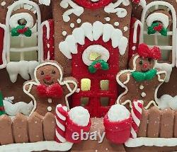 Gingerbread Large Red Brown Carriage House LED Light Up Clay-dough 9.5 Gerson