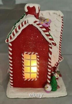 Gingerbread Man Red House Large Christmas Light Up Clay-dough 10 Kurt Adler