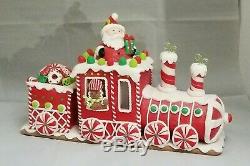 Gingerbread Train Santa Candy Red White LED Light Up Claydough 15x9 Kurt Adler