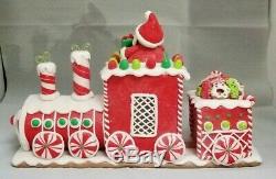 Gingerbread Train Santa Candy Red White LED Light Up Claydough 15x9 Kurt Adler