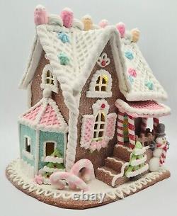 Gingerbread Victorian Cake House Brown White Light Up Claydough 9 burton+BURTON