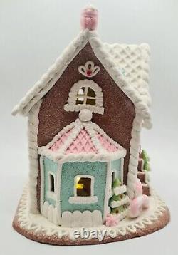 Gingerbread Victorian Cake House Brown White Light Up Claydough 9 burton+BURTON