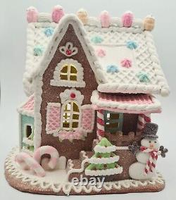 Gingerbread Victorian Cake House Brown White Light Up Claydough 9 burton+BURTON