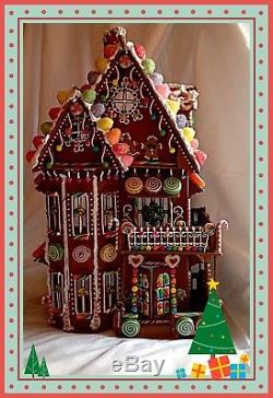 Gingerbread house OOAK wooden dollhouse 1/24 scale Hand made Holiday Centerpiece