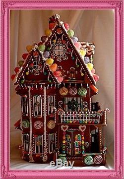 Gingerbread house OOAK wooden dollhouse 1/24 scale Hand made Holiday Centerpiece