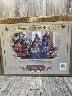 Grandeur Noel 2003 Hand Painted Porcelain Christmas Nativity Set Complete