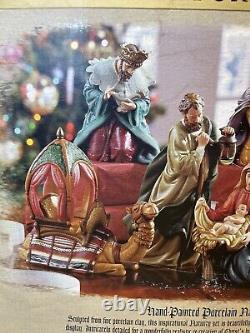 Grandeur Noel 2003 Hand Painted Porcelain Christmas Nativity Set Complete