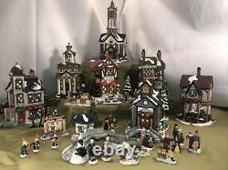 Grandeur Noel 40 Piece Victorian Village lighted Christmas House Set