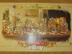 Grandeur Noel Victorian Christmas Village Lighted Set Collectors Edition 34Pc