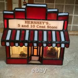 HERSHEY STAINED GLASS -Chocolate Town 1996-5 And 10 Cent Store- Lit- RUDY BROS