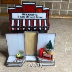 HERSHEY STAINED GLASS -Chocolate Town 1996-5 And 10 Cent Store- Lit- RUDY BROS