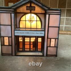 HERSHEY STAINED GLASS -Chocolate Town 1996-post Office 3 Lights-RUDY BROS