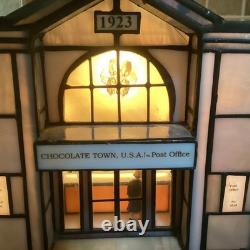 HERSHEY STAINED GLASS -Chocolate Town 1996-post Office 3 Lights-RUDY BROS