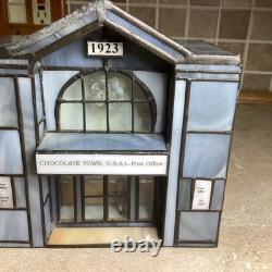 HERSHEY STAINED GLASS -Chocolate Town 1996-post Office 3 Lights-RUDY BROS