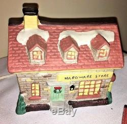 HUGE CHRISTMAS VILLAGE LOT Fencing Benches Library Hardware Church Art Gallery