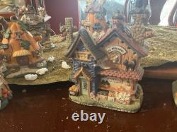 Hallmark Set Of 8 Lighted Halloween Village With Grass