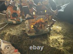 Hallmark Set Of 8 Lighted Halloween Village With Grass