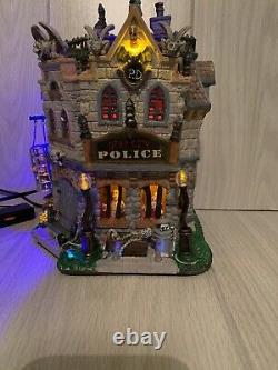 Halloween decoration Lemax Spooky Town Dead City Police Station Light sound Rare