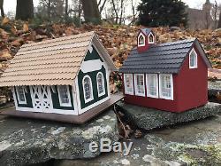 Handmade 8p Assembled Greenleaf Miniature Christmas Village/Train Set Dollhouses