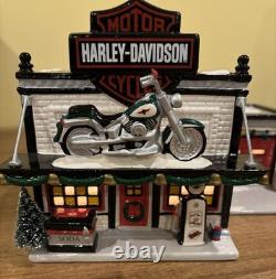 Harley Davidson Motorcycle Shop Department 56 Snow Village