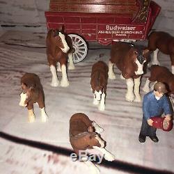 Hawthorne Village Budweiser Stable And Coach With Clydesdales Christmas Town