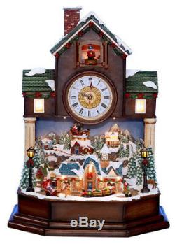 Holiday Cuckoo Clock Christmas Coo-Coo Animated Lighted Santa Train Sleigh NEW