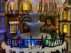 Holiday Living Christmas LED Lights Fountain Village scene Rotating Tree