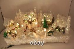 Holiday Living Winter Night Village Christmas Fiber Optic Moving Tree Skater