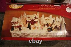 Holiday Living Winter Night Village Christmas Fiber Optic Moving Tree Skater